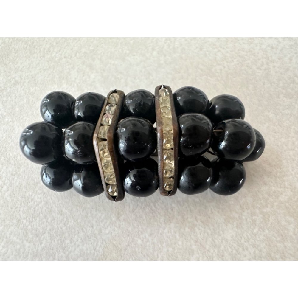 Miriam Haskell Unsigned Art Deco Silver Tone Blac… - image 1